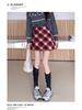 Women's 2025 Retro High-Waist Wool Blend Plaid Mini Skirt - Petite Bodycon A-Line for Autumn/Winter