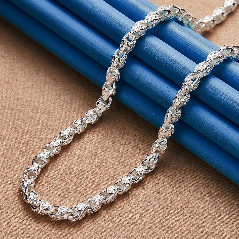925 Sterling Silver Exquisite Openwork Braided Necklace for Men Women Fashionable Elegant Party Wedding Jewelry