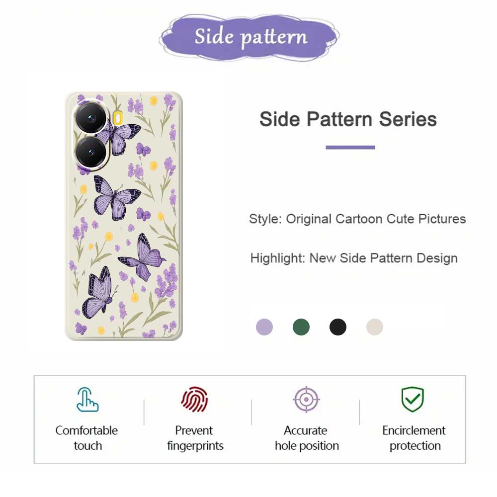For Xiaomi Redmi Turbo 4 5G/Poco X7 Pro 5G Case Purple Butterflies Pattern Printing Straight Edge TPU Phone Back Cover