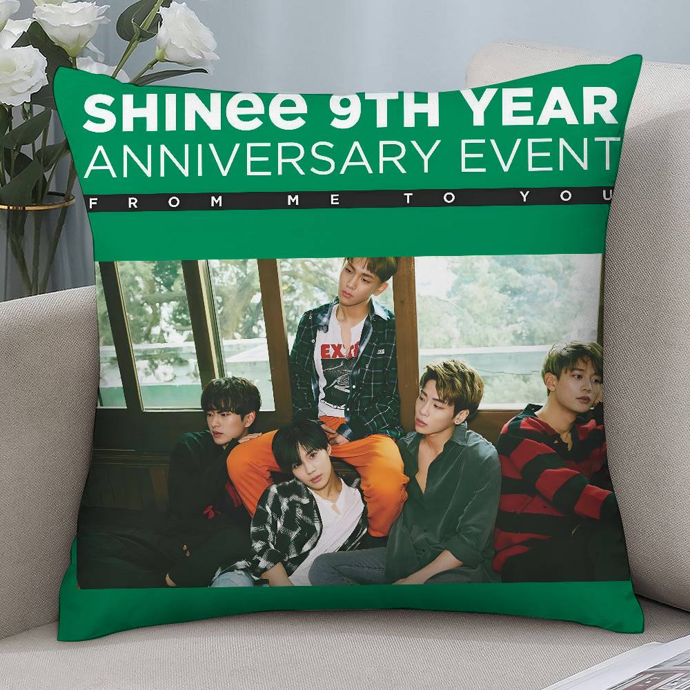 

Kpop S-S-SHINee Pillow Case Short plush Double-sided Print Square Throw Pillow Covers Sofa Home Cushion Decor 12x12Inch