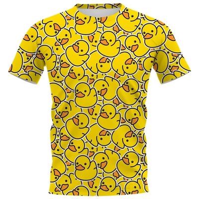 Fashionable Little Yellow Duck Cartoon Pattern 3D Printed Men's T-shirt Street Fashion Harajuku O-neck Comfortable Summer Tops