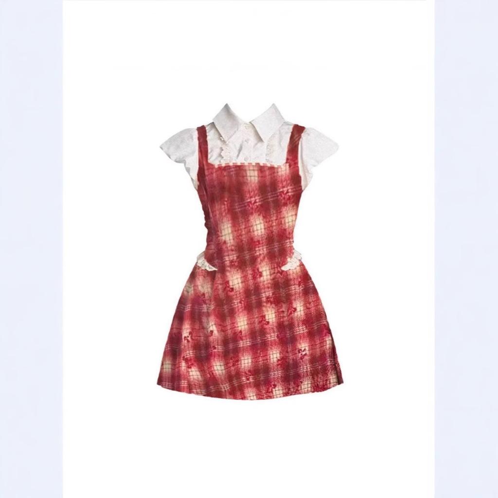 College style fake two-piece dress children's summer new design sense sweet fashion temperament princess short dress