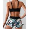 Two Piece Women Swimsuit Bathing Suits Floral Tropical High Waist Beachwear Board Shorts Halter Tops Bikinis Set