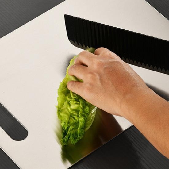 Double-Sided Stainless Steel Cutting Board Non-Slip Kitchen Chopping Board for Meat Vegetables Dough Rust-Proof Multi-Purpose Reversible Mat for Home