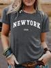 Women's Short-Sleeve Round Neck T-Shirt with NEW YORK Print - Stylish Summer Casual Wear