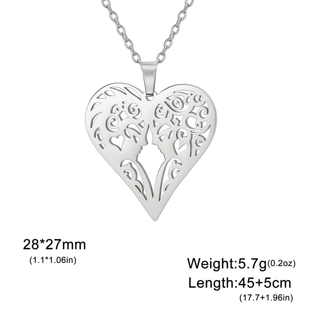 Love Heart Necklace Stainless Steel Jewelry for Men Women Head to Head Pendant Mom Choker Couple Valentine's Day Gifts 2026 New