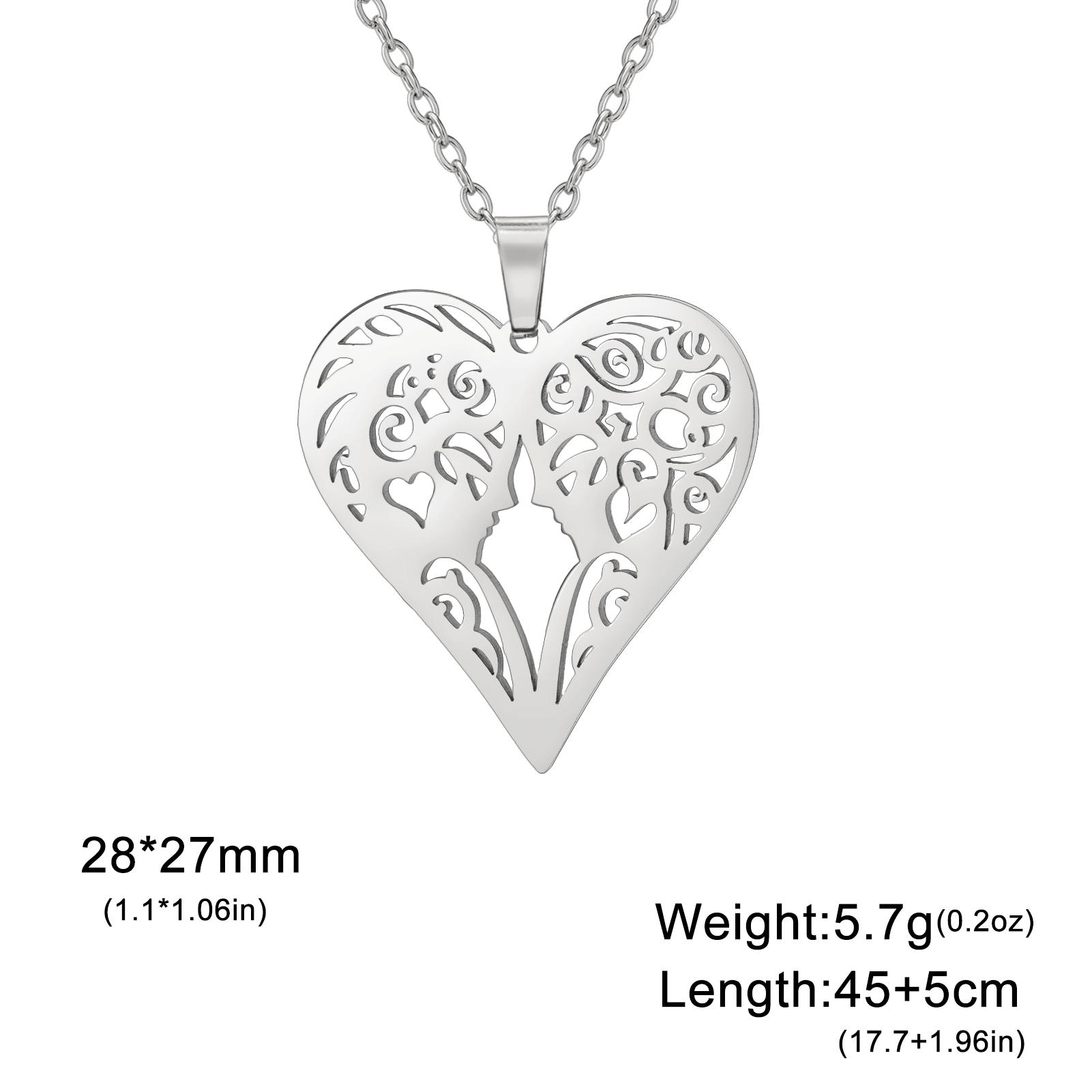 

Love Heart Necklace Stainless Steel Jewelry for Men Women Head to Head Pendant Mom Choker Couple Valentine s Day Gifts 2026 New 45cm