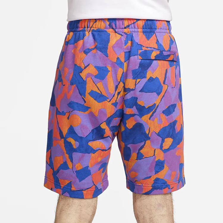 Nike Club Fleece Ripped Print Straight Leg Drawstring Shorts Men Shorts Purple DX0804-551