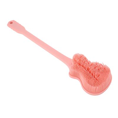 Guitar Bath Brush Long Handle Shower Brush Double Sides Body Massage Soft Bristle Silicone Guitar