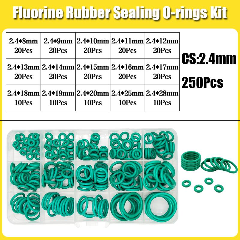 FKM O-Ring Grüner Fluorkautschuk Gummi Dichtung O-Ring CS1.5/2.0/2.4/3.1mm Ölbeständig Säure-Lauge-Beständig O-Ring Satz