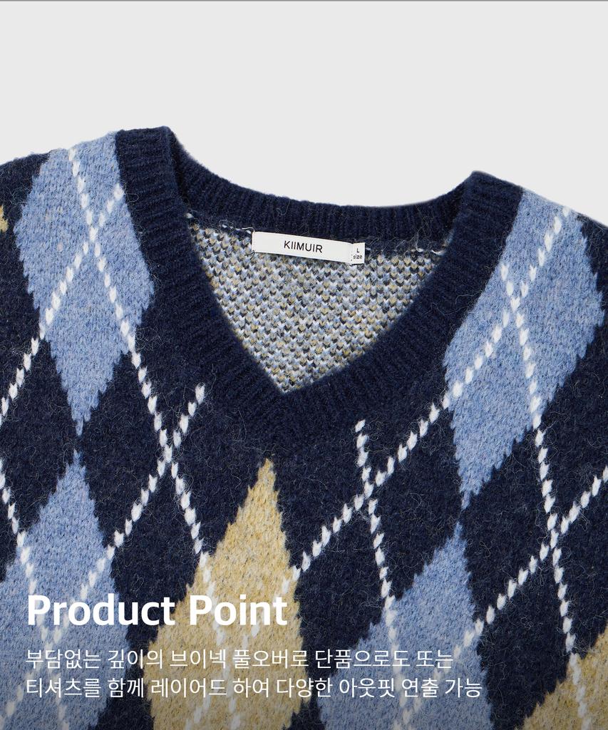 KIIMUIR Argyle Pattern Knit_Navy