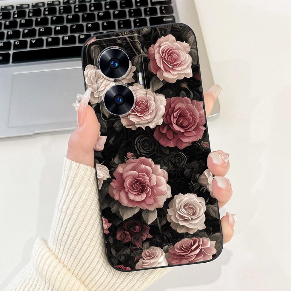For Realme C55 Case RMX3710 Silicone Cute Cat Fashion Butterfly Flowers Love Painted Cover For Realme Narzo N55 Phone Case Funda