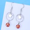 BELLA BOX S925 Sterling Silver Needle Star Tassel Zircon Geometric Earrings Moonfall Star Pearl Earrings