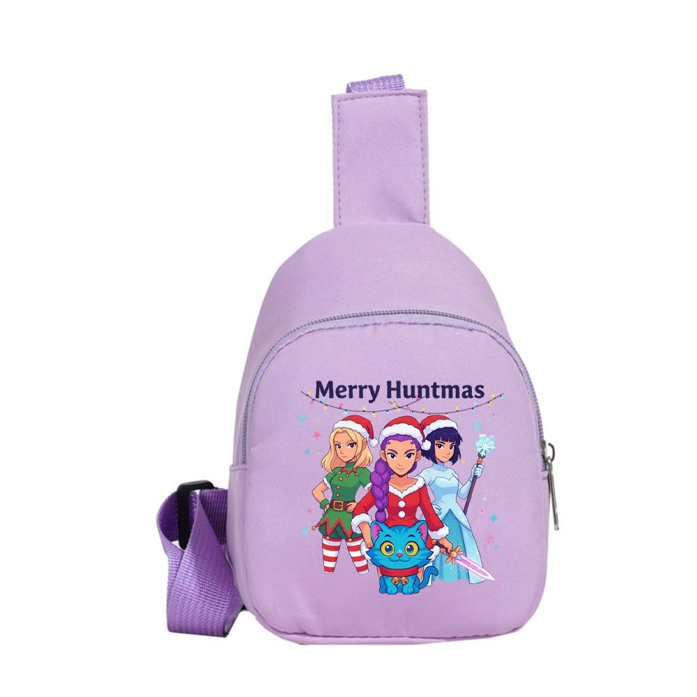 Christmas K-pop Demon Hunters Printed Kawaii Chest Pack for Boy Girl Anime Cartoon Shoulder Bag Students Portable Crossbody Pouch Chest Bag Kid Gift