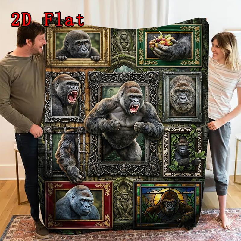 Gorilla Art Gallery 2D Flat Pattern Flannel Blanket, High quality All Seasons, Home Decor, Warmth and Comfort, Perfect for Christmas Gifts.