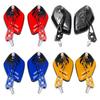 1Pair Universal Motocycle Rear View Adjustable Side Mirrors for Handlebars Aluminum Flame Pattern with 8mm/10mm Screws