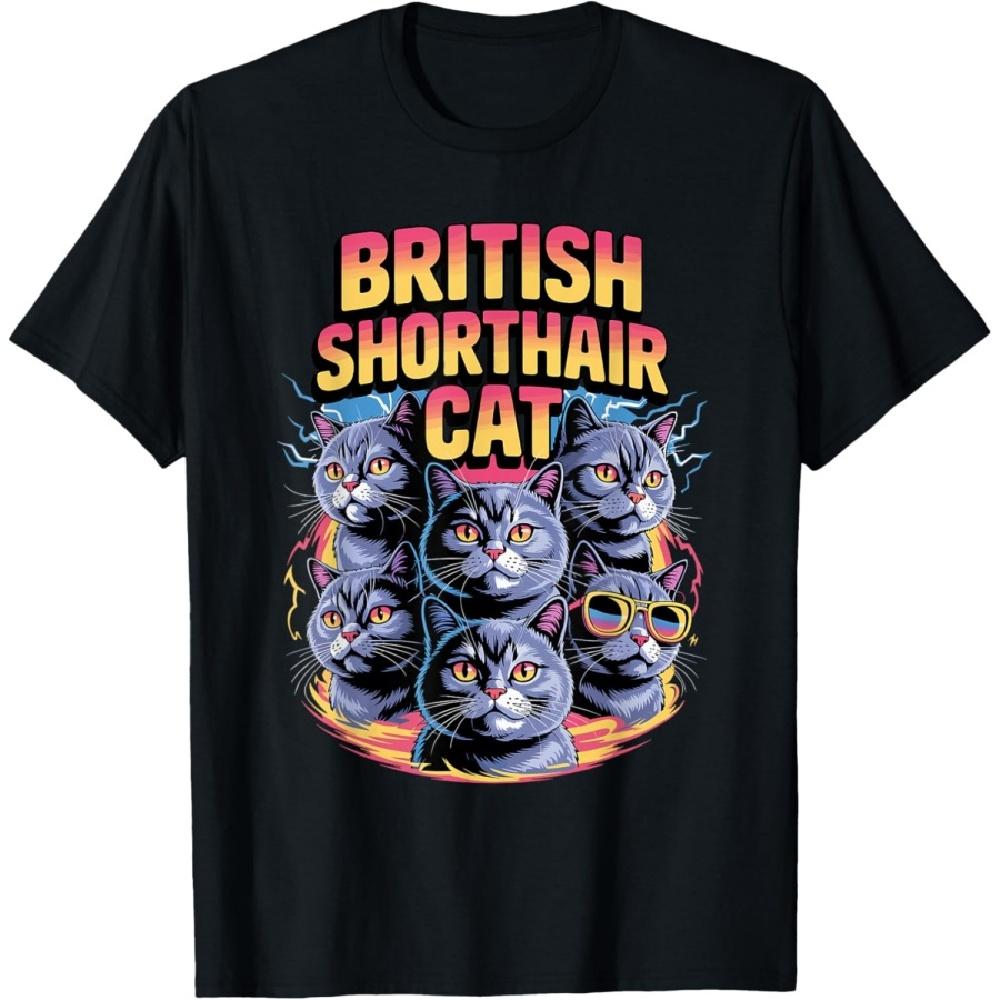 

90s Vintage British Shorthair Cat T-Shirt for Men Women Kids XXXXXL