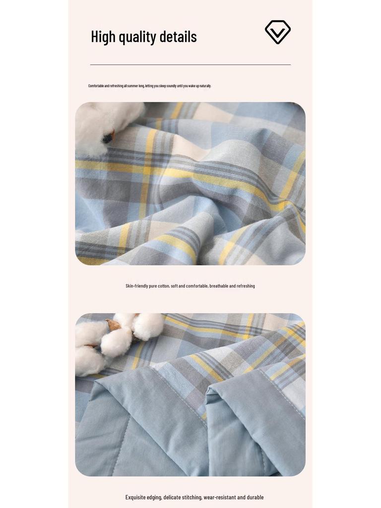 New A-Type 100% Pure Xinjiang Cotton Summer Quilt – Machine Washable Air Conditioning Comforter for Students