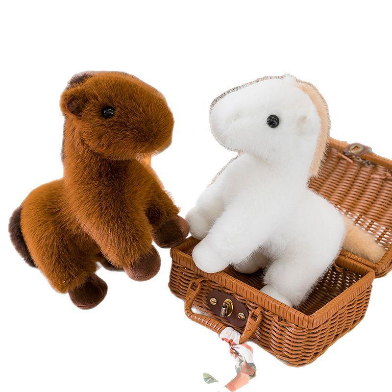 Cute simulation brown pony doll plush toy black pony doll children's company soothing rag doll