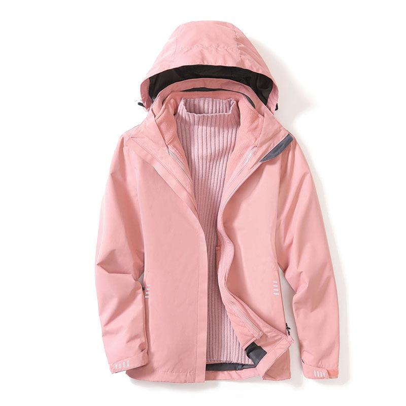 Autumn and Winter Women's Windproof and Waterproof Mountaineering Jacket Three-in-one Fleece Liner Outdoor Clothing