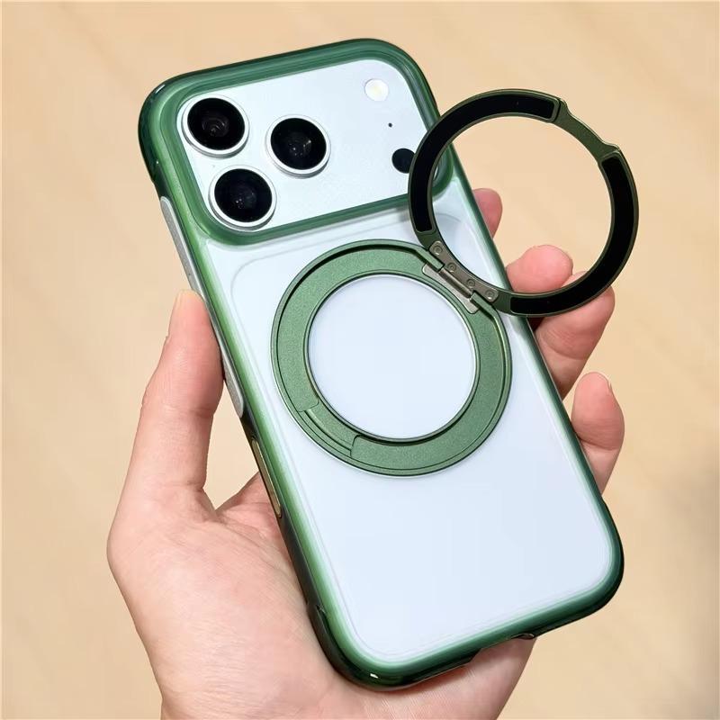 Luxury Airbag Anti-drop Magnetic Rotating Bracket Phone Case For iPhone 17 18 Pro Max For Magsafe Touch Camera Button Cover
