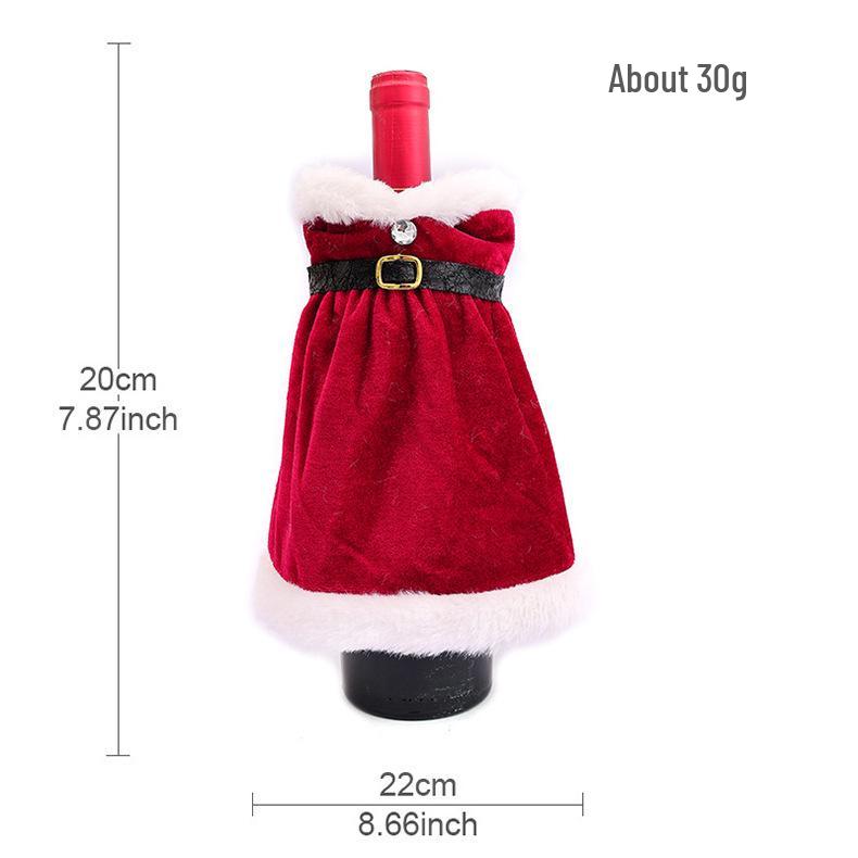 Праздничное розовое платье Чехол для винной бутылки - Золотой бархат Рождественское украшение стола