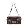 Glossy Quilting Medium Chain Bag Dark Brown