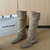 Pointed Knight Boots Women's Autumn and Winter Skinny Suede Boots Fold Boots Long Boots High Boots