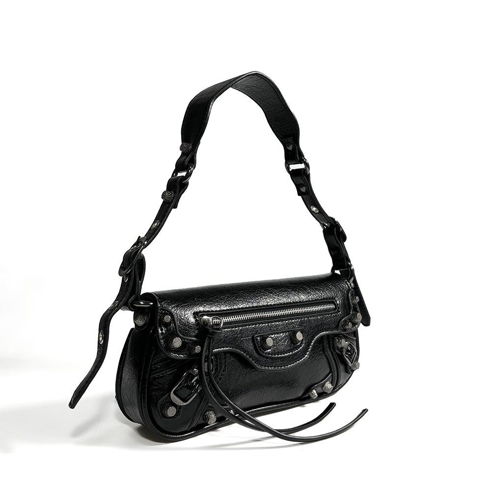 Retro Sweet Cool Women's Motorcycle-Style Baguette Shoulder Bag