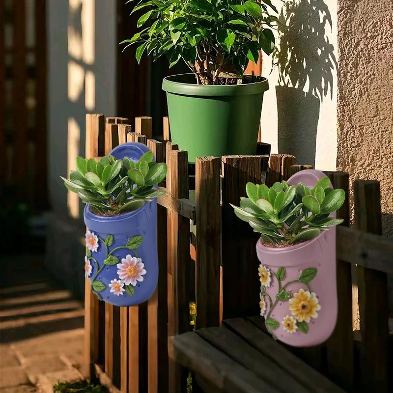 Wall Hanging Flower Pot Creative Slippers Plant Wall Indoor Wall Decoration Flower Outdoor Courtyard Green Plant Hanging Basket