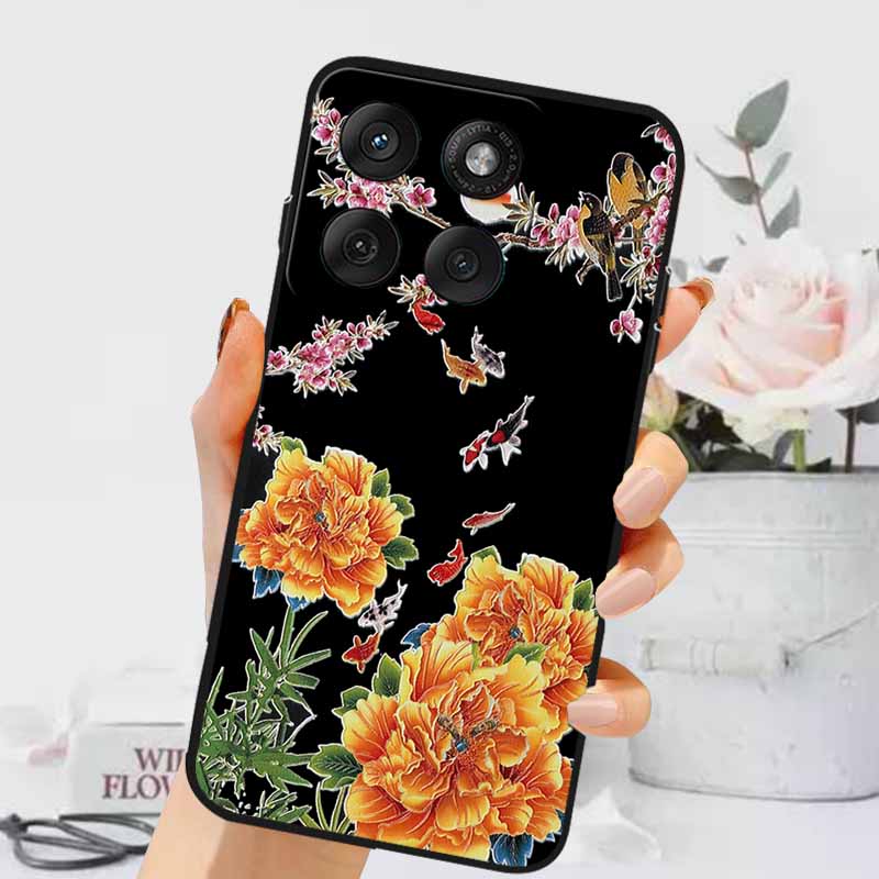 3D Emboss Cases For Edge 60 Fusion / Edge 60 Pro Relief Embossed Retro Silicone Back Cover For Edge 60 Stylus Black Funda 60 Pro