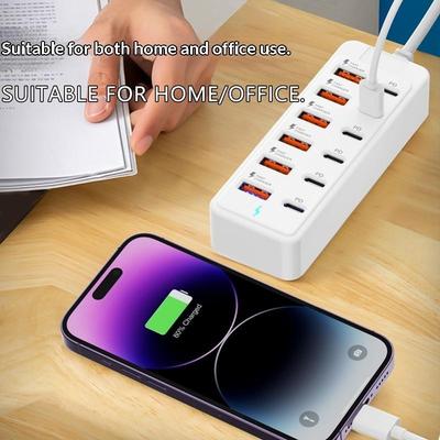 12 In 1 Power Strip Multi Port Usb Charger Station Wall Desktop Power Adapter 6 Usb 6 Type C Fast Charging Charger For Phone