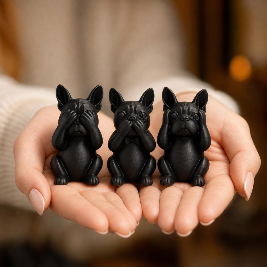 3D Printed French Bulldog Sculpture Set Decorative Figurines Modern Animal Statues for Home Office Desk Shelf Decor