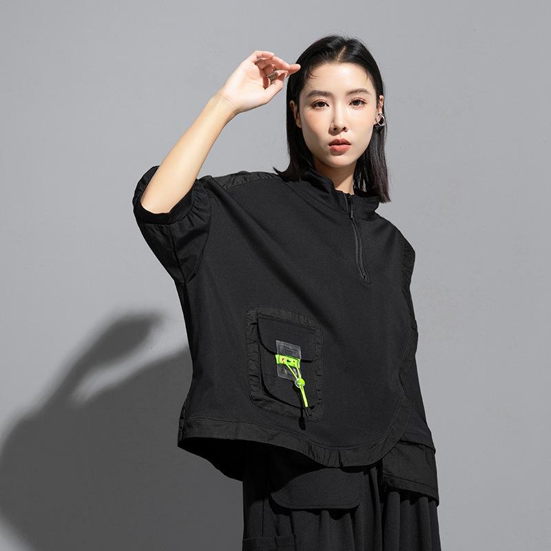 Short sleeve oversized vintage patchwork Casual loose summer t shirt tops Women t-shirt