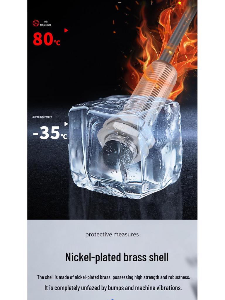 ZanIP68 Waterproof Metal Sensor: Detects Copper, Aluminum, Steel Distance with No Attenuation, NPN Normally Open, PNP