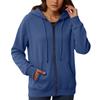Women's Loose And Comfortable Zipper V-neck Long Sleeved Solid Color Pullover Sweatshirt Jacket