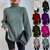Autumn and Winter Medium and Long Knitted Sweater with Shoulder Sleeves and High Lapel Neck Split Ends. European and American Sweaters and Tops Fo