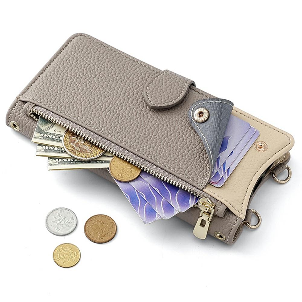 

For Samsung Galaxy S23 Ultra Leather Case Wallet Stand Cover Irregular Tail Style with Chain Strap Grey