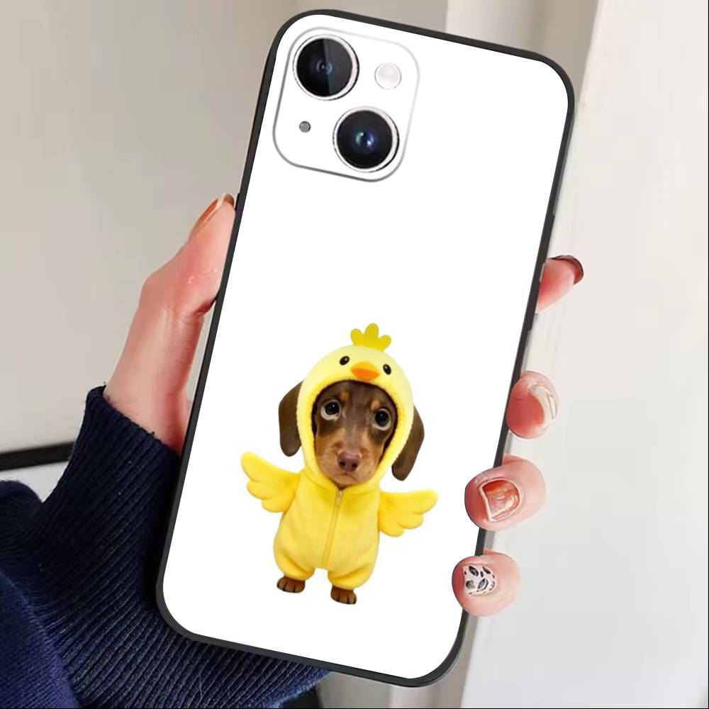 Goofy C-Dogs Big eyes Phone Case For iPhone17,16,15,14,13,12 Plus,Max Soft Silicone Black Cover
