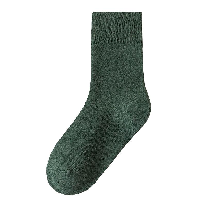 

Утолщенные носки-петли из чистого хлопка для мужской осенне-зимней теплоты, флисовые однотонные мужские махровые носки 1 pair армия зеленый