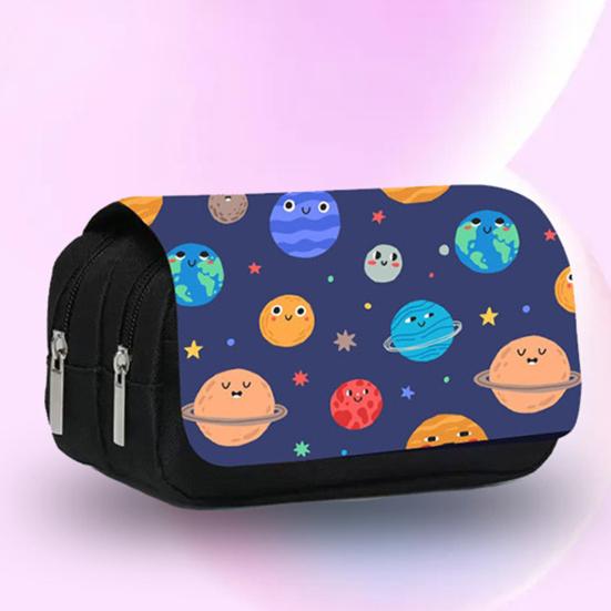 Pencil Case High Capacity Waterproof Double-layer Cartoon Flip Starry Sky Astronaut Pen Bag School