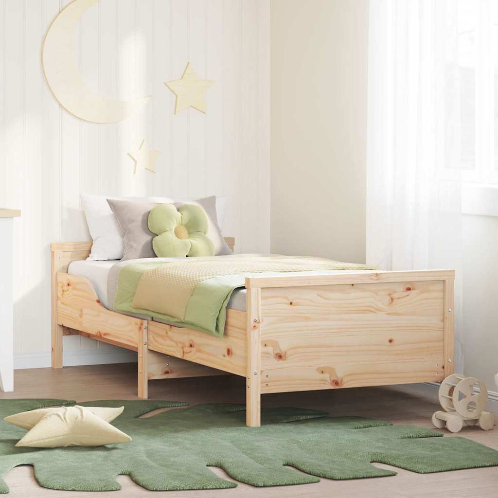 Brown Bed Frame with Headboard 80 x 200 cm Engineered Wood