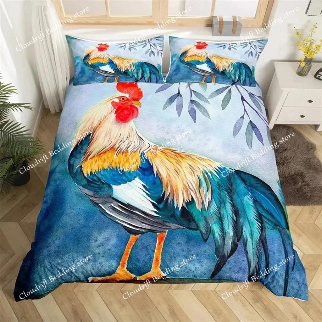 Chicken Duvet Cover Rooster Goose Duck for Kid Teen Women Men Farmhouse Animals for Bedroom Decorations Queen King Bedding Set02