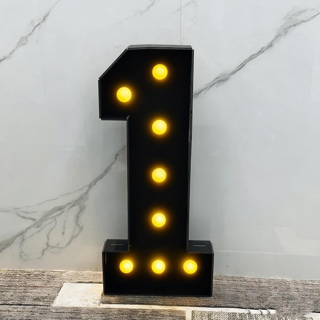 With Yellow Light Black 3FT 91.5cm Marquee Numbers – Fits Birthdays, Anniversaries, Back-to-School & Retirements – Adorn with Balloons/Flowers