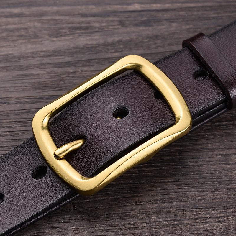Popular Leather Belt Men's Cowhide Belt Leather Pin Buckle Casual Retro Pant Belt