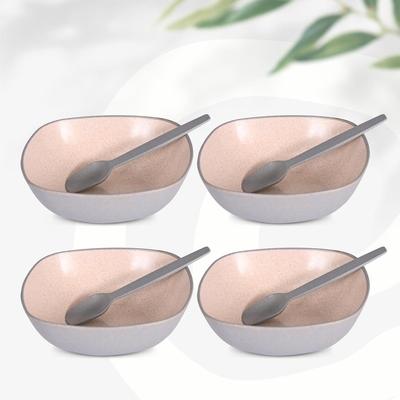 Set of 4 Earth-Friendly Multipurpose Bowls for Kitchen with Spoons | 750 Ml | Made with Rice Husk Biocomposite| Microwave Safe Bowl