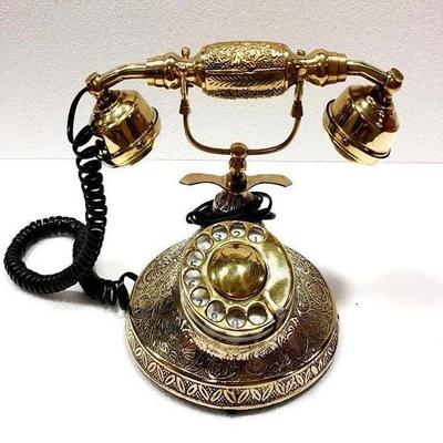 Antikes Sammlerstück aus massivem Messing, atemberaubendes Vintage-Arbeits-Maharaja-Telefon