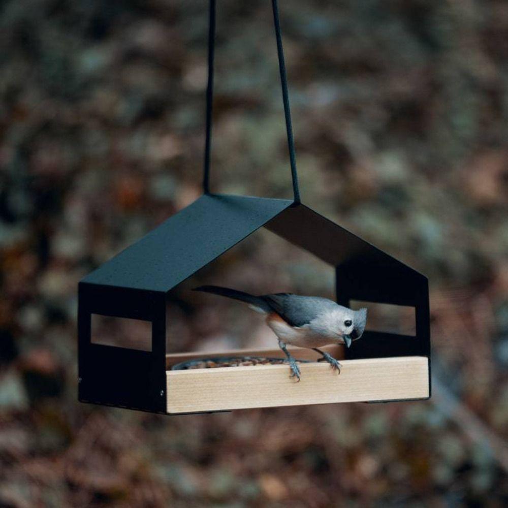 

Iron Bird Hanging Food Container Minimalist Bird Feeding Dish Bird Feeder Wild Pigeons House Shape