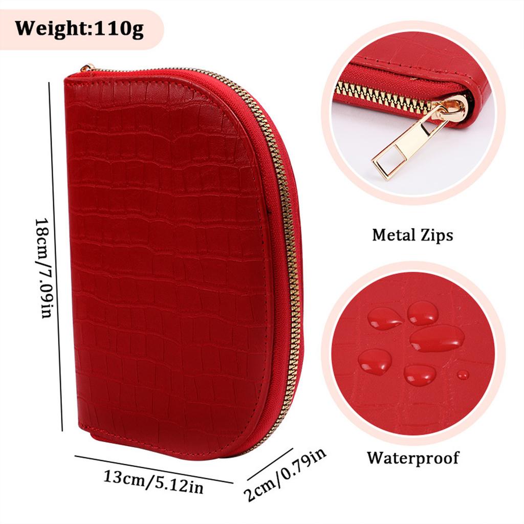 Crochet Hook Organiser Leather Knitting Tool Storage Case Built in Zippered Pocket Elastic Slots For Sewing Supplies