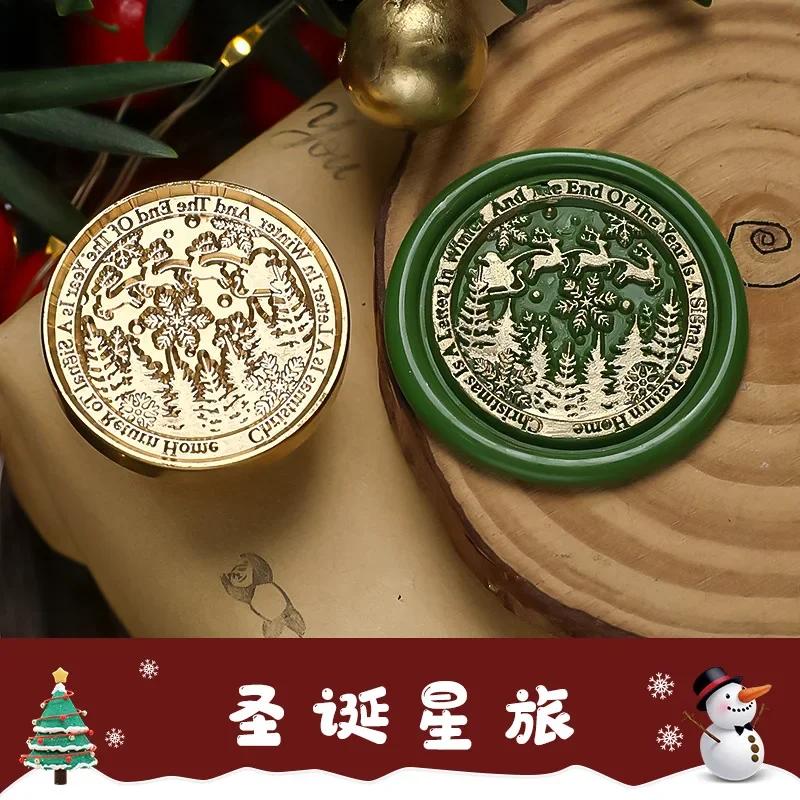 Merry Christmas Wax Stamp Retro Copper Brass Snowflake Reindeer Seal DIY Wax Sealing Stamp Envelope for Wedding Wax Seal HCZ052
